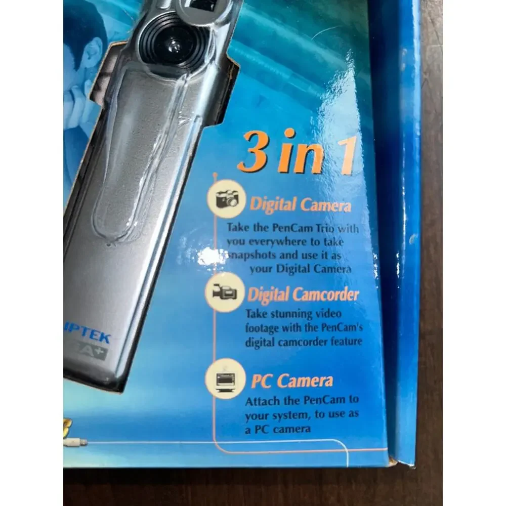 vintage Aiptek VGA PenCam Trio digital camera in its original retail box.